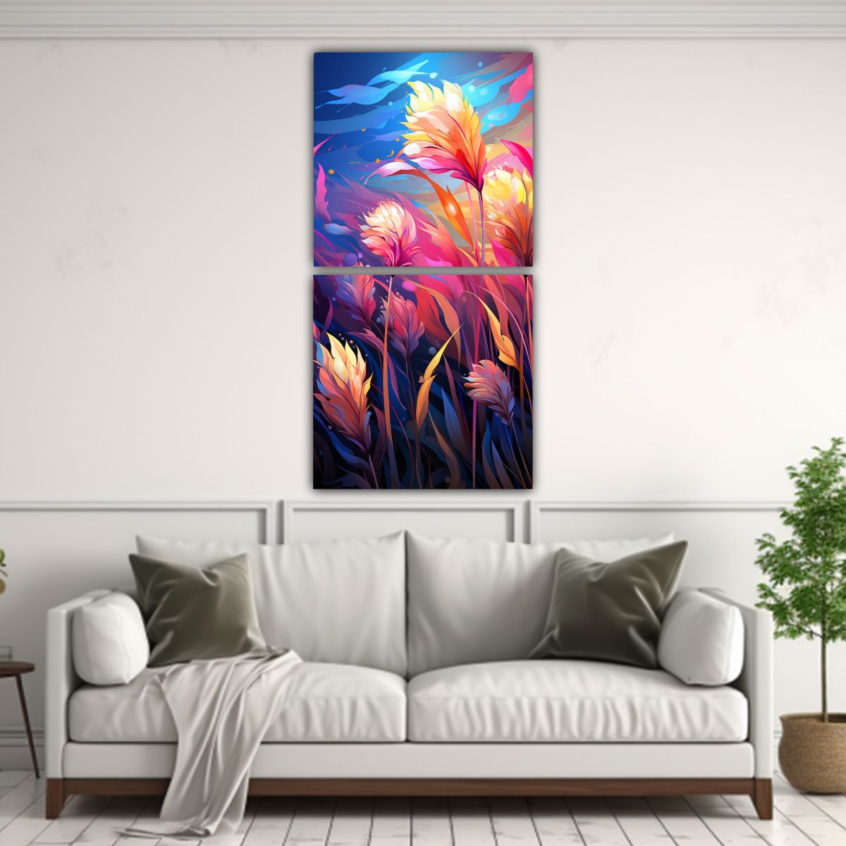 GENERICO - Cuadros Modernos De Cattail Grass En Colores Del 40x80 Cm