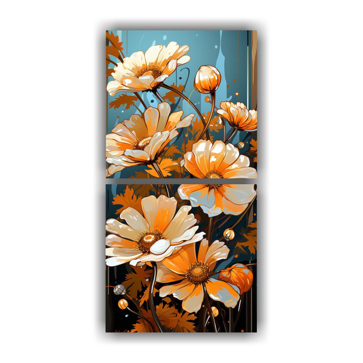 GENERICO - Pinturas Decorativas De Dos Telas En Bastidor 30x60 Cm