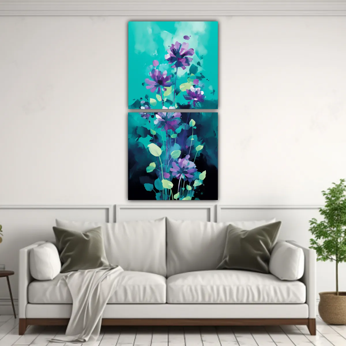 GENERICO - Cuadro Acuarela Neonoir A Clover Herbs En Colores 20x40 Cm