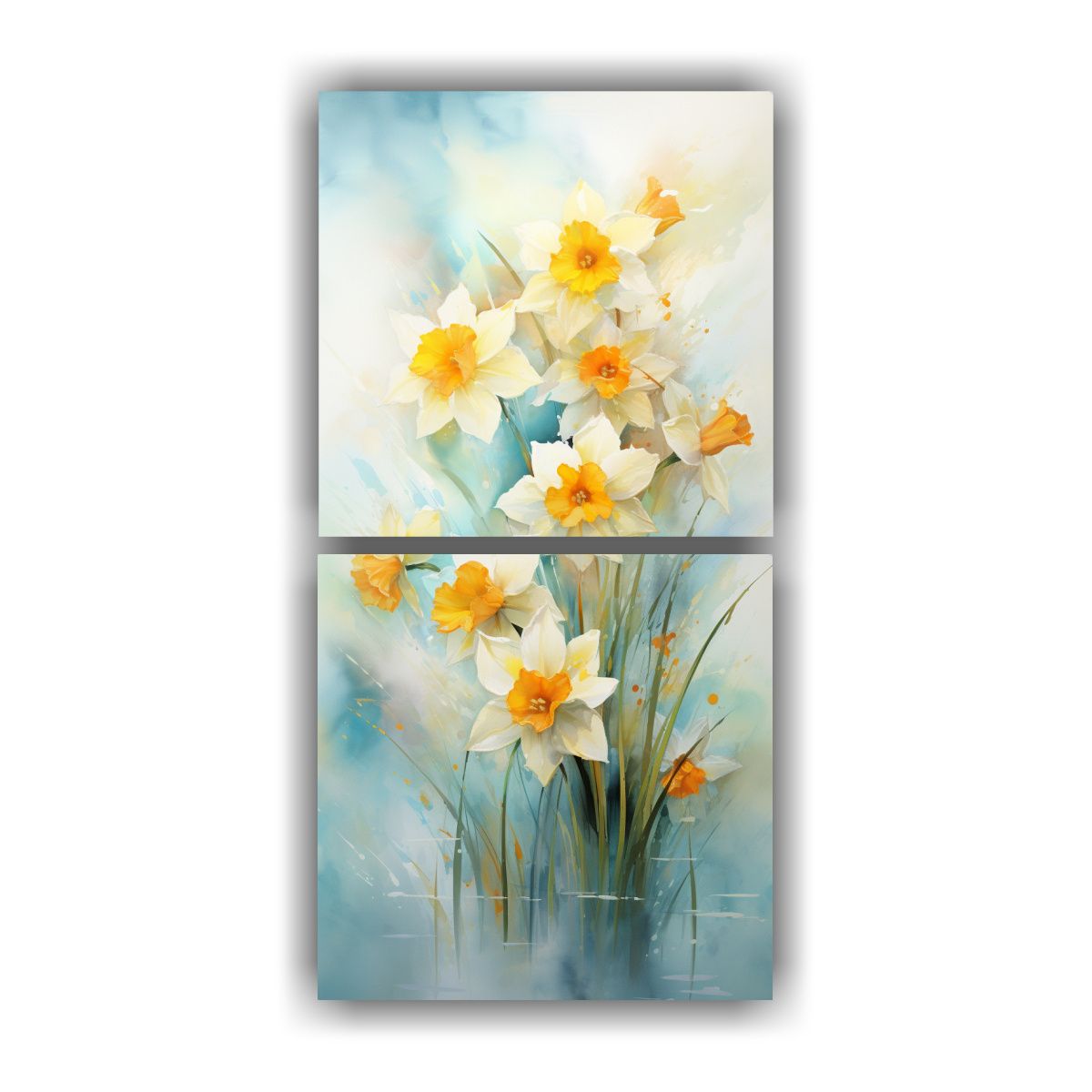 GENERICO - Cuadros Abstractos De Flores Narcisos De Colores 60x120 Cm