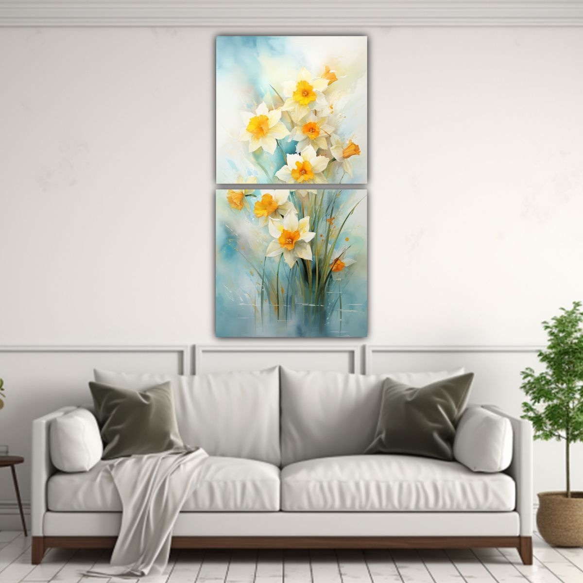 GENERICO - Cuadros Abstractos De Flores Narcisos De Colores 60x120 Cm