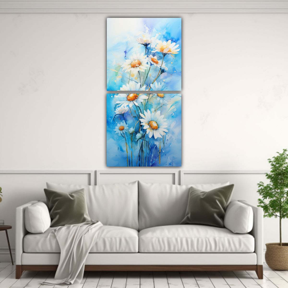 GENERICO - Pintura Abstracta De Flores De Margaritas En 50x100 Cm