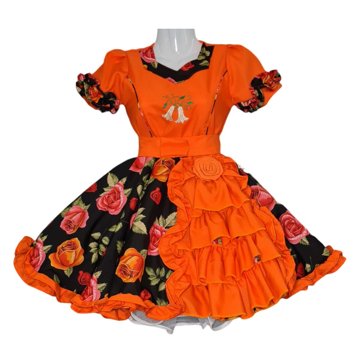 MORLAN - Vestido de Huasa Tradicional Chileno – Tallas 4 a 12 + Falso Incluido
