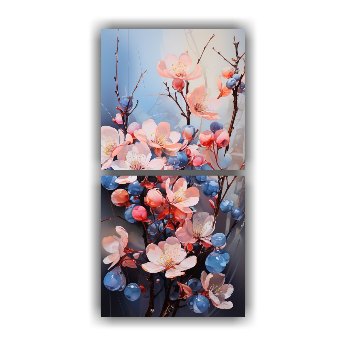 GENERICO - Pintura Abstracta En Rosa Y Azul De Una Bonita 30x60 Cm