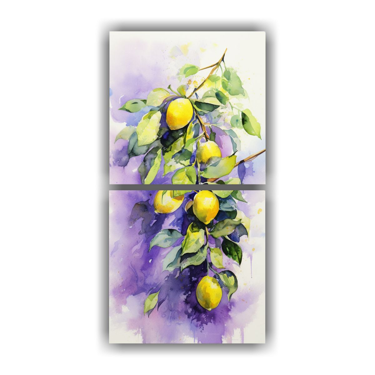 GENERICO - Díptico Abstracto Inspira A Lemon Tree En Verde 20x40 Cm