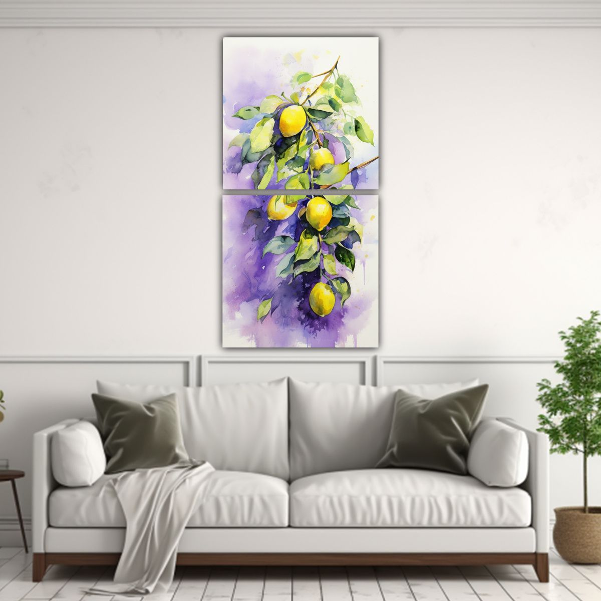 GENERICO - Díptico Abstracto Inspira A Lemon Tree En Verde 20x40 Cm