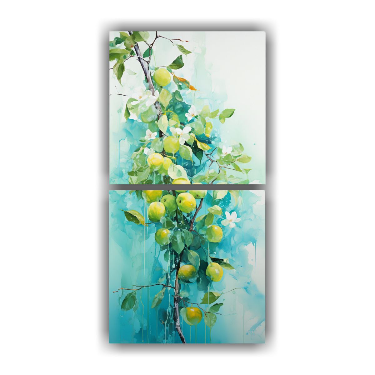 GENERICO - Set 2 Telas En Bastidor Abstracto Simple Árboles 20x40 Cm