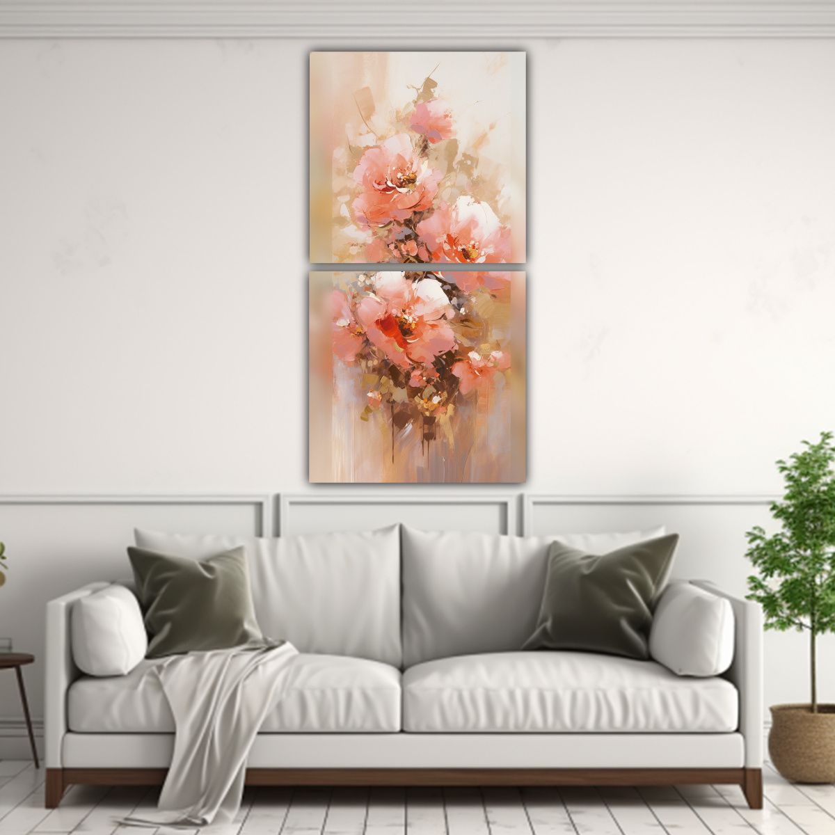 GENERICO - Pintura Lienzos Decorativos En Dorado Y Rosa Con 40x80 Cm