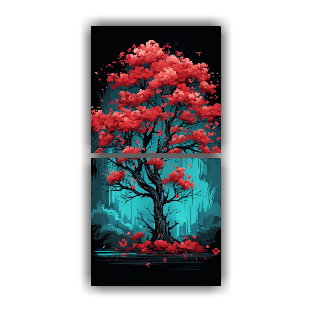 GENERICO - Arte Pared Minimalista Árbol Mango Rojo Y 50x100 Cm