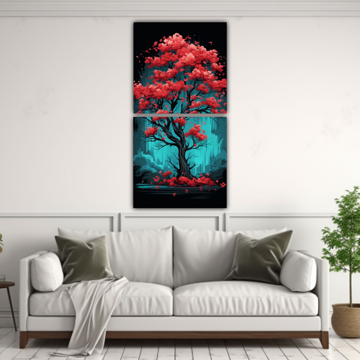 GENERICO - Arte Pared Minimalista Árbol Mango Rojo Y 50x100 Cm