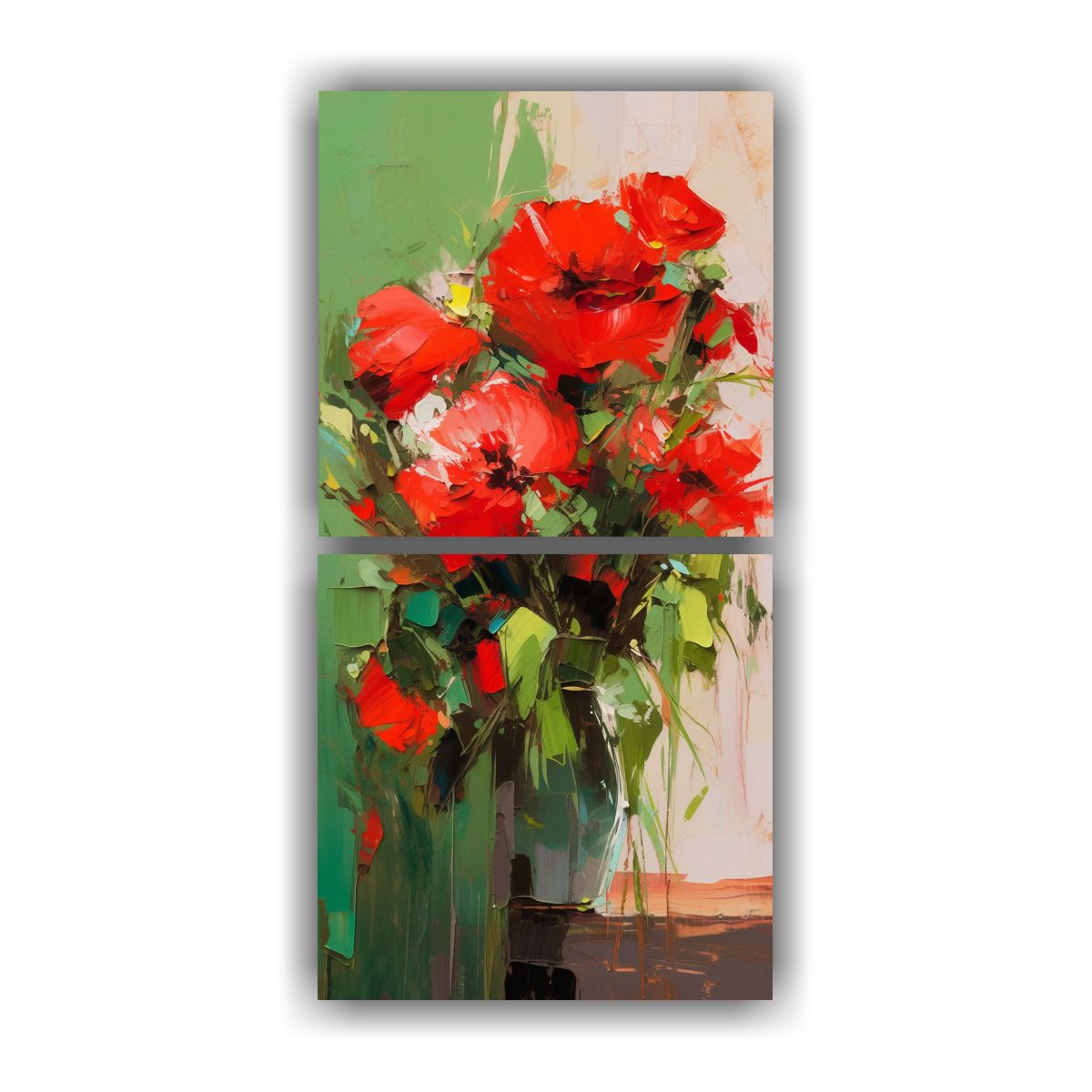GENERICO - Conjunto 2 Telas Bastidor Dibujo Lineales Flores 50x100 Cm