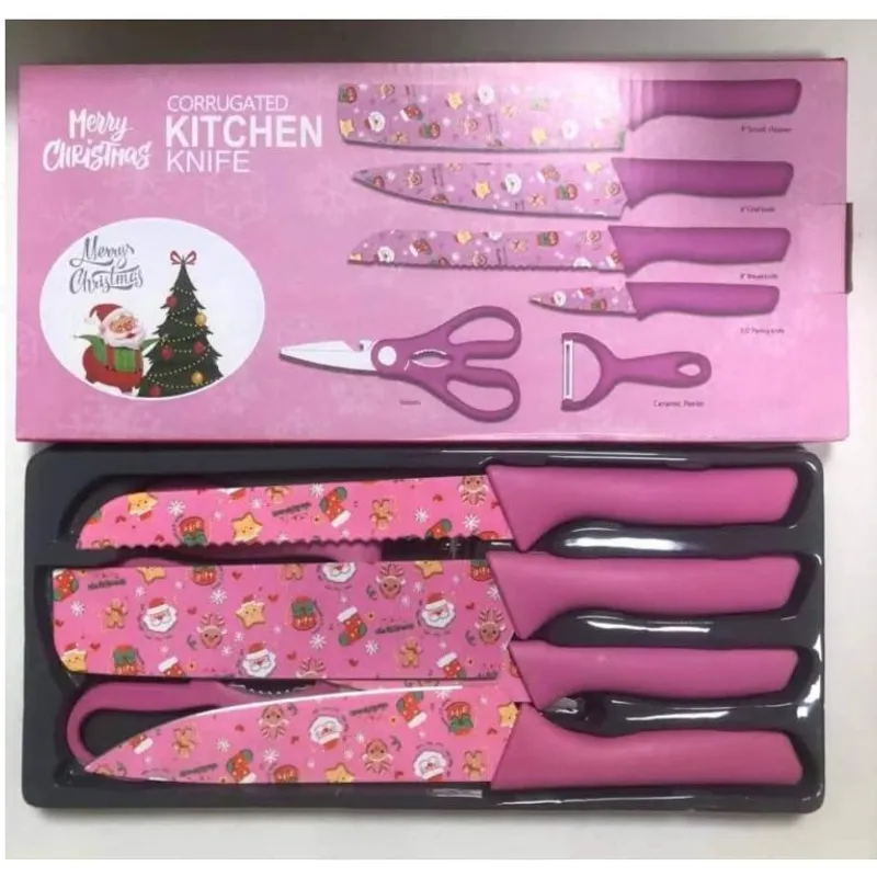 GENERICO - Set de Cuchillos de Cocina Navideños de 6 Piezas