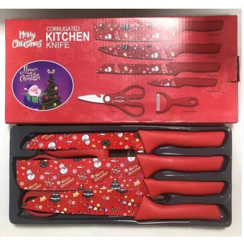 GENERICO - Set de Cuchillos de Cocina Navideños de 6 Piezas