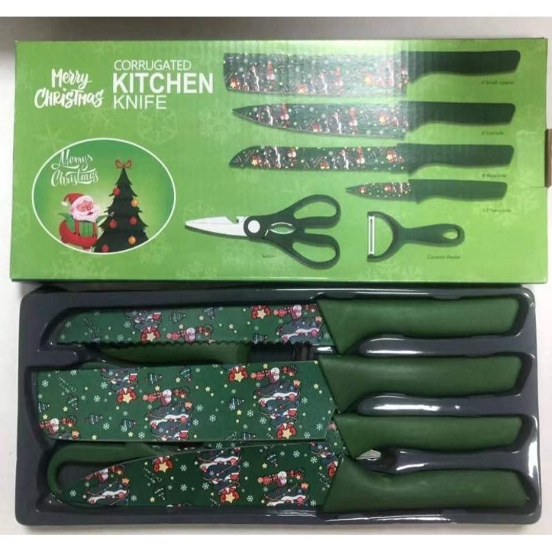 GENERICO - Set de Cuchillos de Cocina Navideños de 6 Piezas