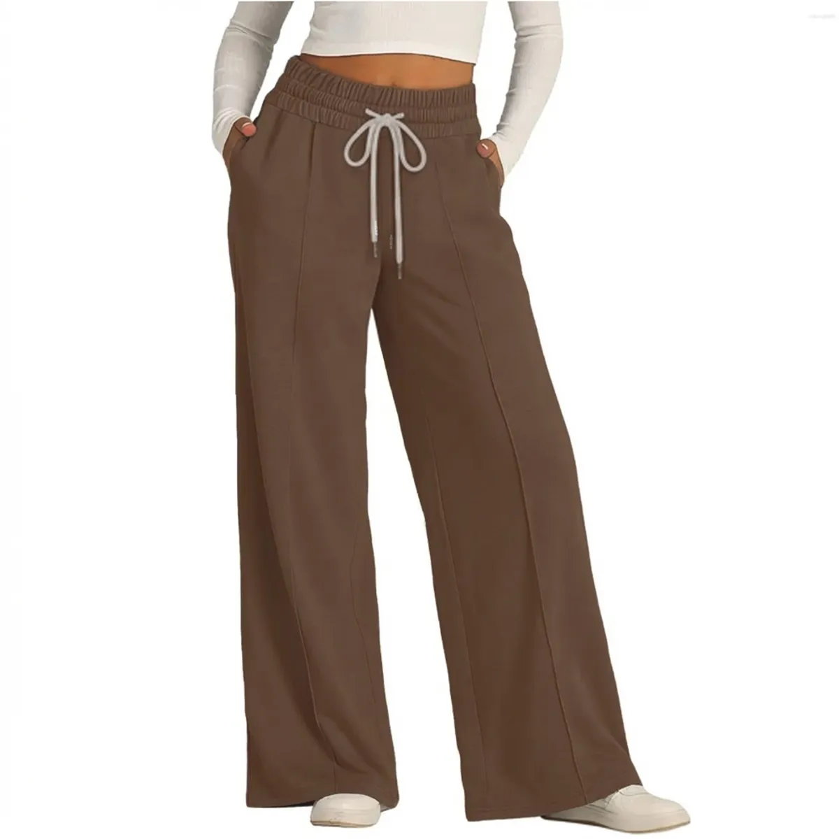 AGW - Pantalón Buzo Algodón Palazzo Elasticados Wide Leg - Pretina Ancha