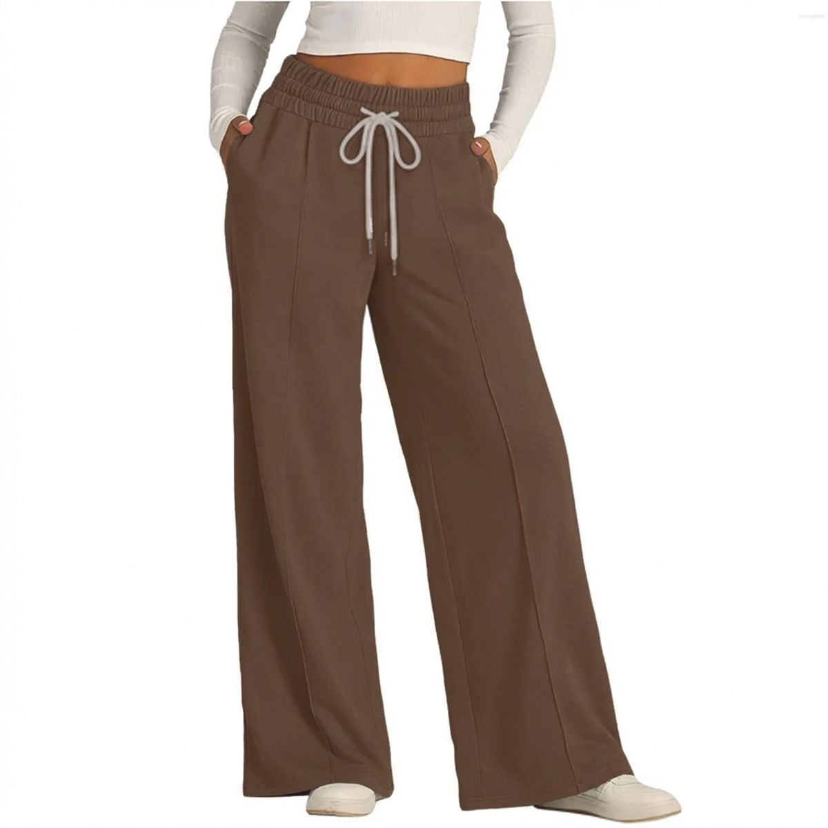 AGW - Pantalón Buzo Algodón Palazzo Elasticados Wide Leg - Pretina Ancha