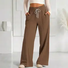 AGW - Pantalón Buzo Verano Algodón Palazzo Elasticados Wide Leg - Pretina Ancha