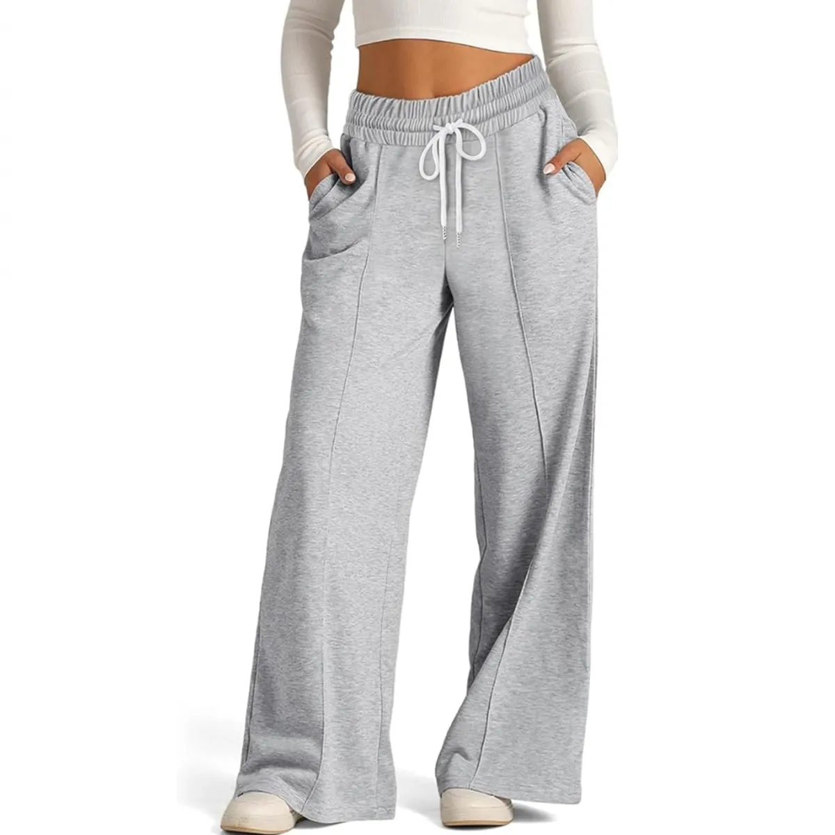 AGW - Pantalón Buzo Algodón Palazzo Elasticados Wide Leg - Pretina Ancha