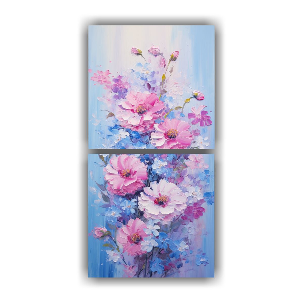 GENERICO - Arte De Pared Impreso Flores Rosas Y Azules En El 20x40 Cm