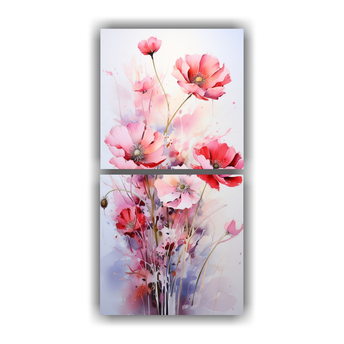 GENERICO - Cuadro Abstracto De Flores Amapolas En Colores 30x60 Cm