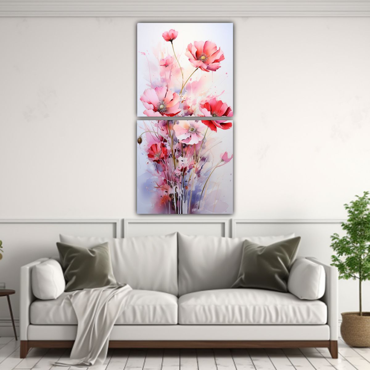 GENERICO - Cuadro Abstracto De Flores Amapolas En Colores 30x60 Cm