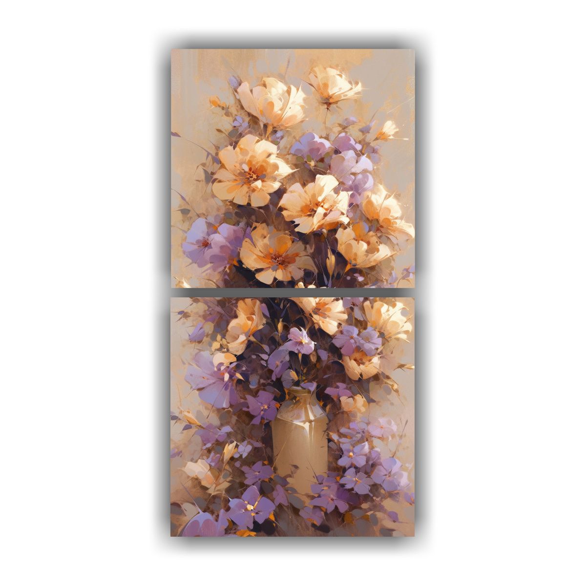 GENERICO - Pintura Floral En Lienzo Morado Y Dorado Para 40x80 Cm