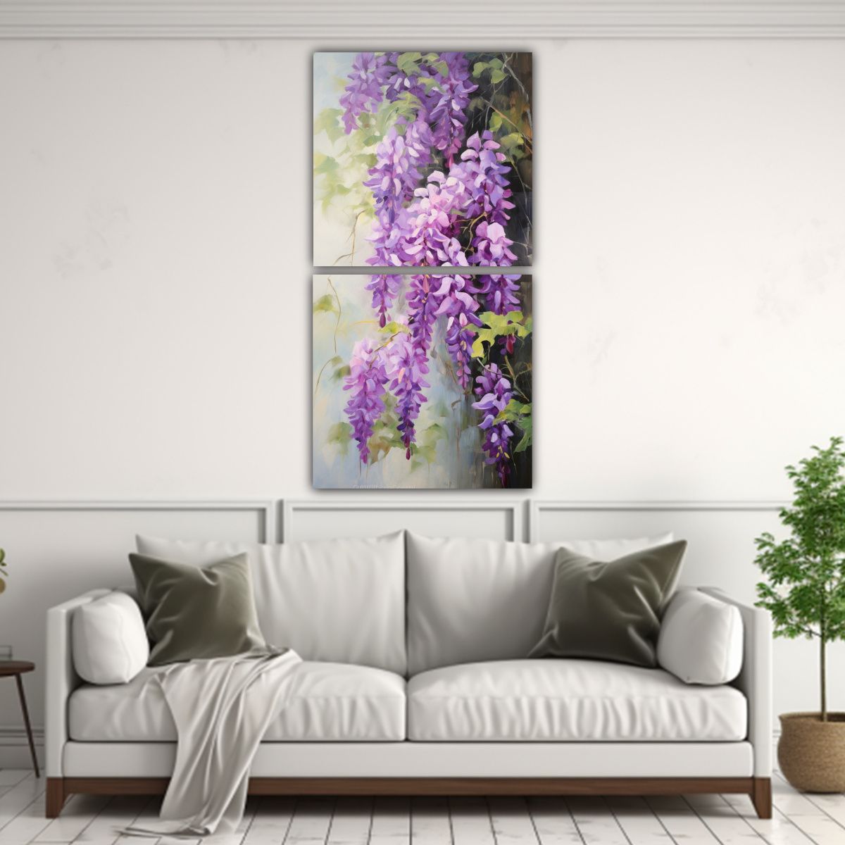 GENERICO - Conjunto 2 Lienzos Tela Acuarela Época Flores 60x120 Cm