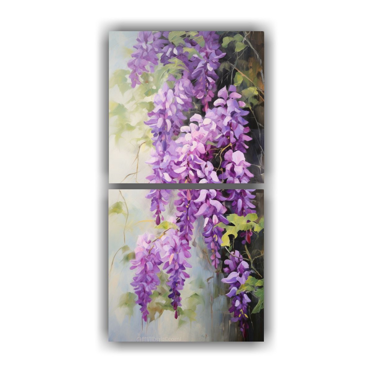 GENERICO - Conjunto 2 Lienzos Tela Acuarela Época Flores 20x40 Cm