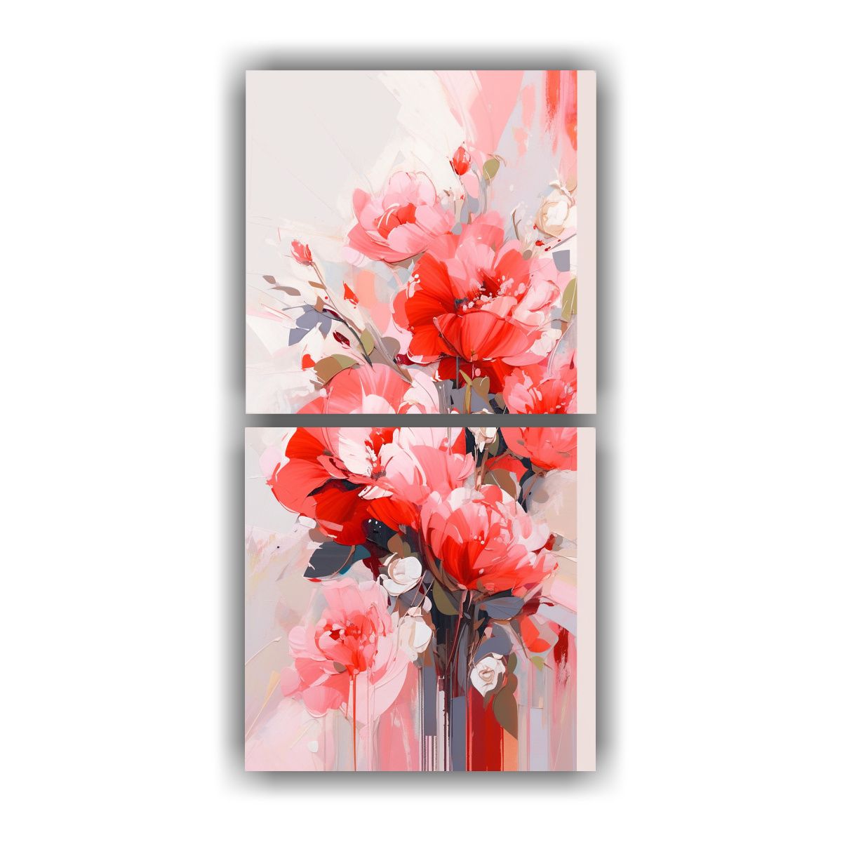GENERICO - Pintura Sobre Lienzo En Tonos Rojo Y Rosa De 20x40 Cm