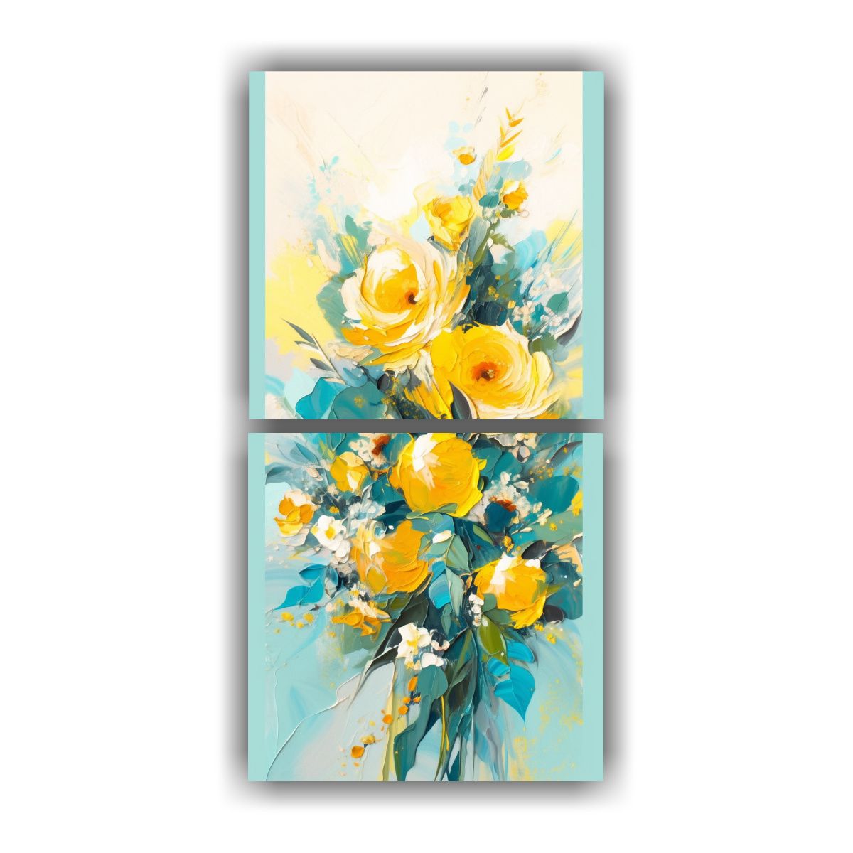 GENERICO - Pintura En Lienzo De Flores Amarillas Y Azules En 40x80 Cm