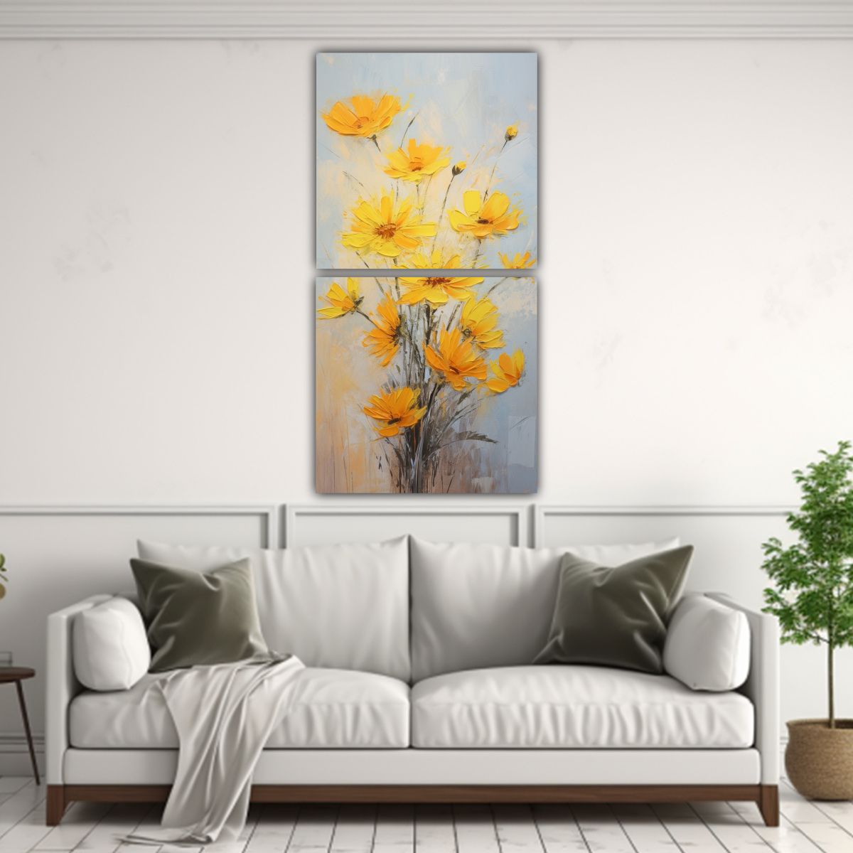 GENERICO - Pintura Floral Dinámica En Lienzo Estilo 50x100 Cm