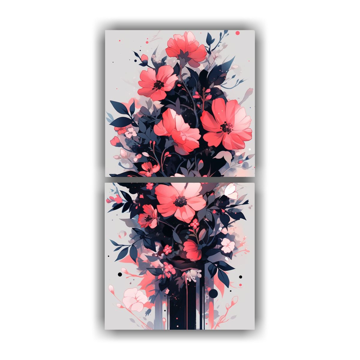 GENERICO - Conjunto 2 Canvas Tema Original Negro Y Rosa 30x60 Cm