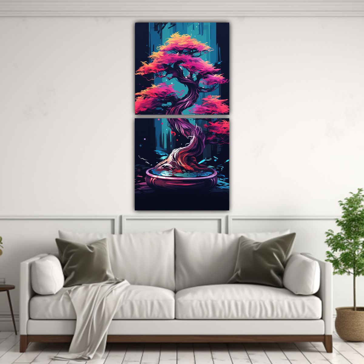 GENERICO - Bonsái De Abeto Azul En Colores Vibrantes Neonoir 20x40 Cm
