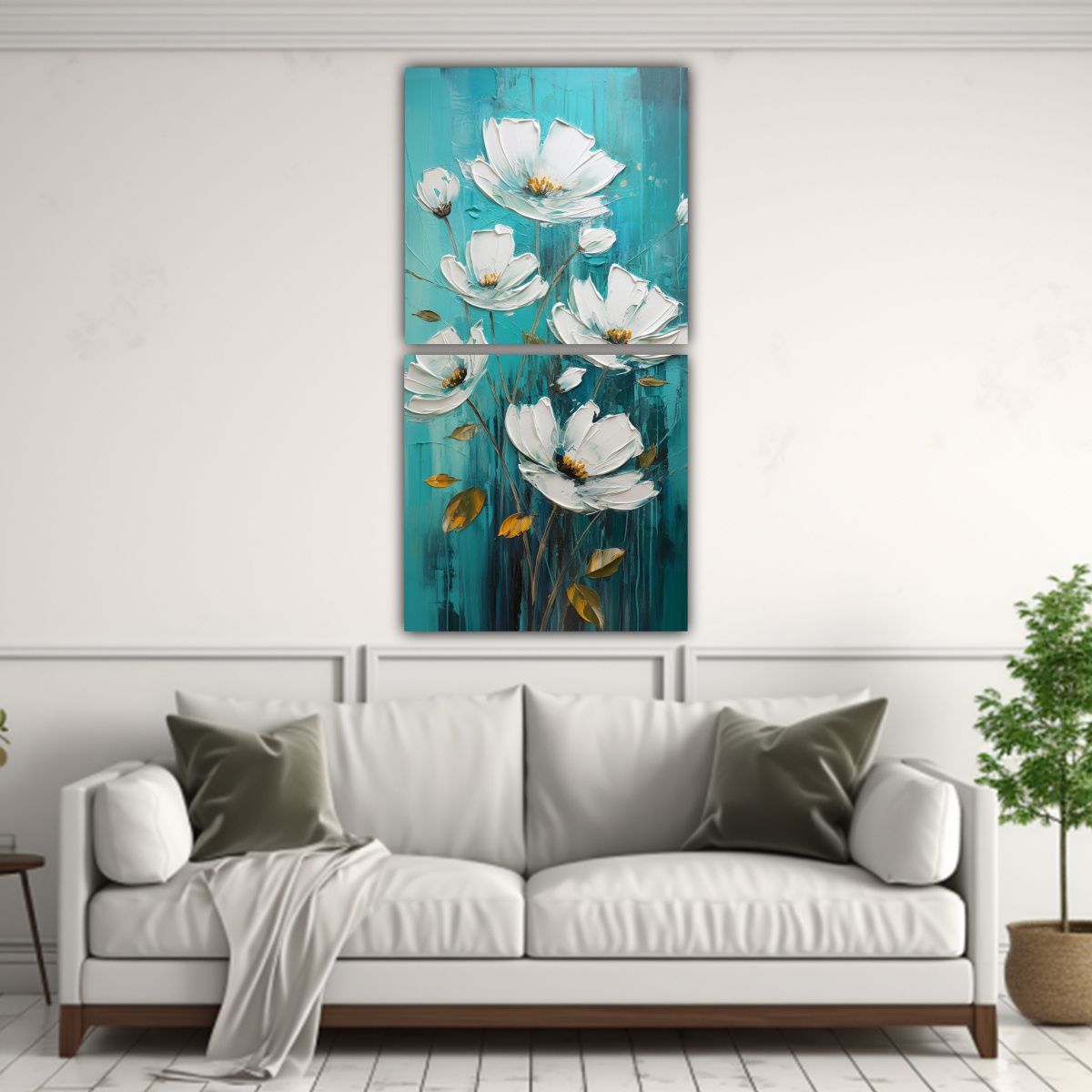 GENERICO - Pintura Vanguardia Exuberante En Teal Colores 50x100 Cm