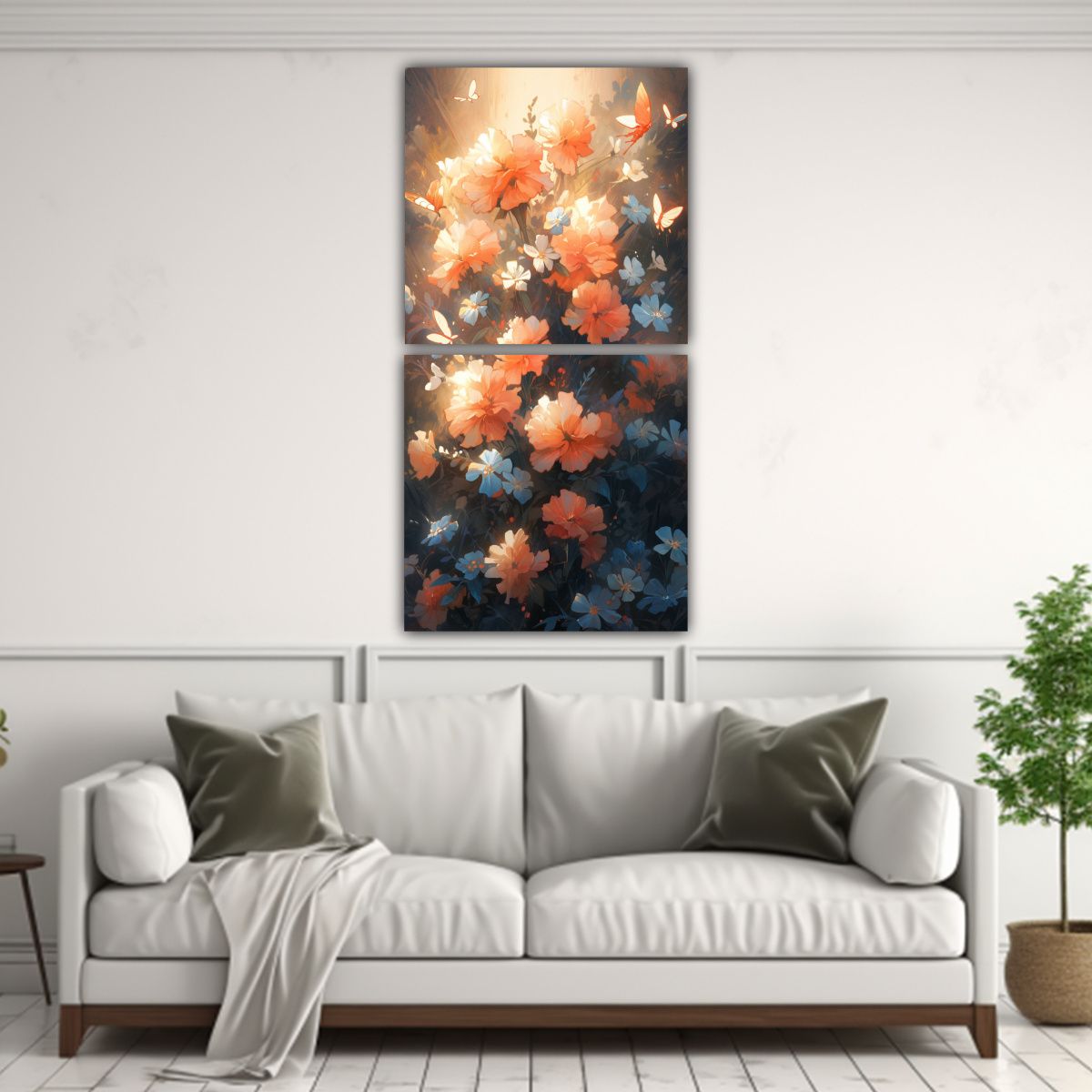 GENERICO - Pintura Floral Vibrante En Lienzo Arte Decorativo 20x40 Cm