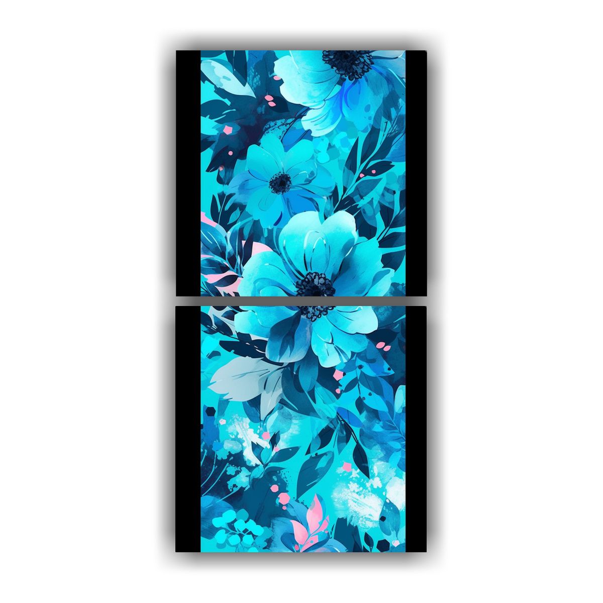 GENERICO - Díptico Vintage En Tonos Turquesa Y Azul Con 50x100 Cm