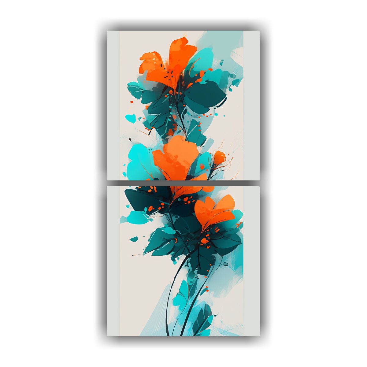 GENERICO - Cuadros Expresión Naturaleza Viva En Turquesa Y 50x100 Cm