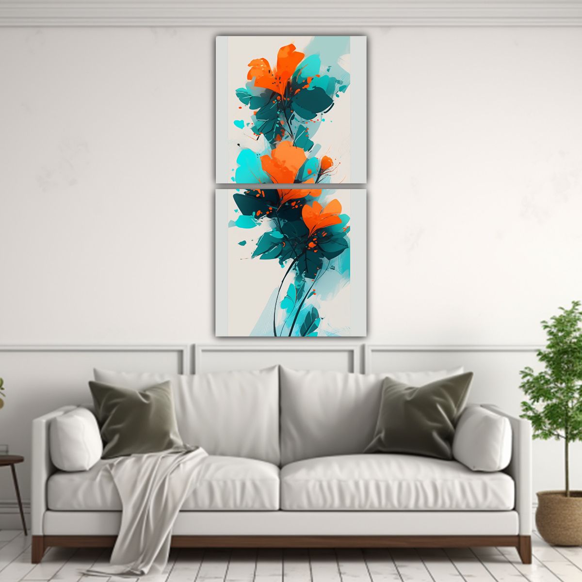 GENERICO - Cuadros Expresión Naturaleza Viva En Turquesa Y 50x100 Cm