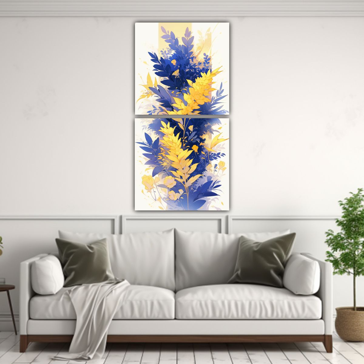 GENERICO - Arte De Pared En Tela Canvas Simétrico Amarillo 20x40 Cm