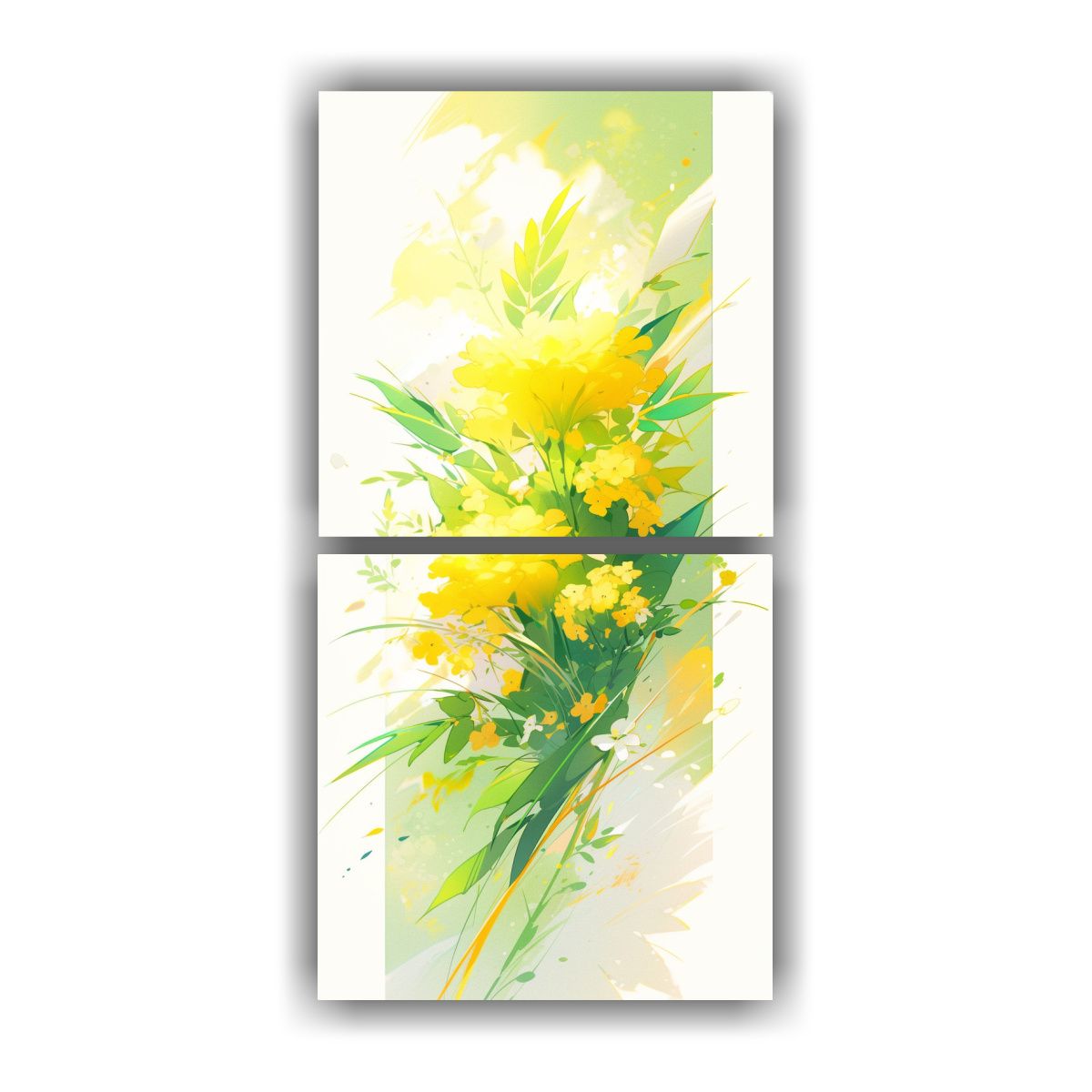 GENERICO - Cuadros Impactantes Amarillo Y Verde En Estilo 20x40 Cm