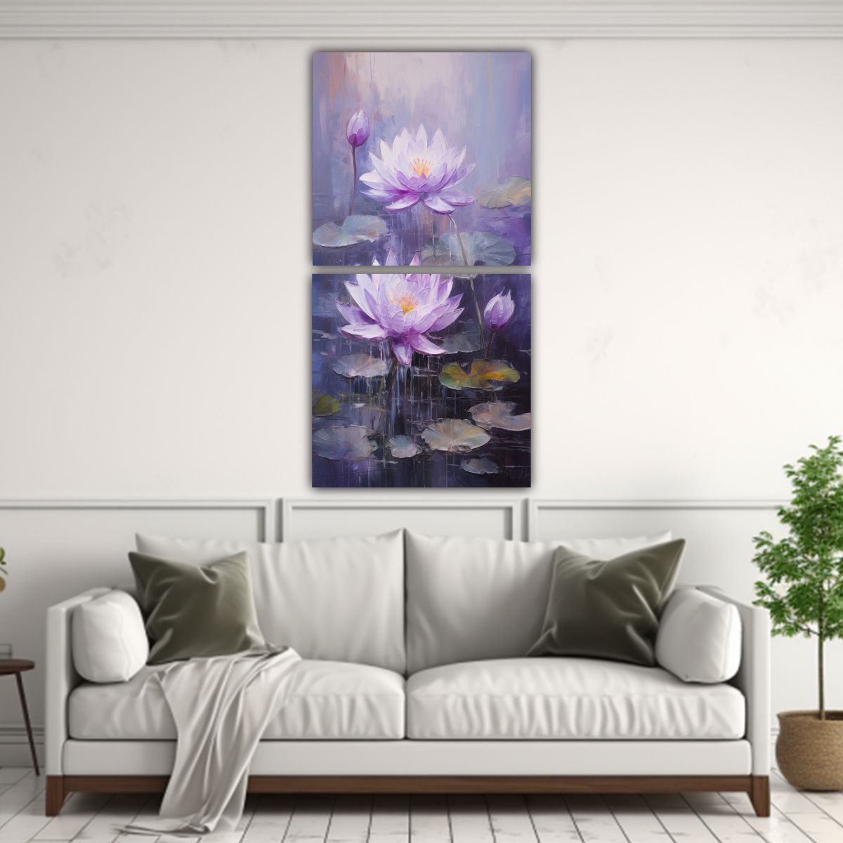GENERICO - Pintura Duradera Estilo Loto Púrpura En Lienzo 20x40 Cm