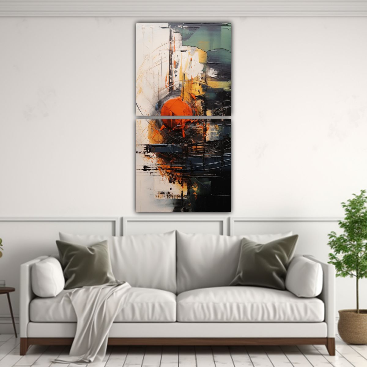 GENERICO - Cuadro Abstracto De Colores Amarillo Azul Y Rojo 60x120 Cm