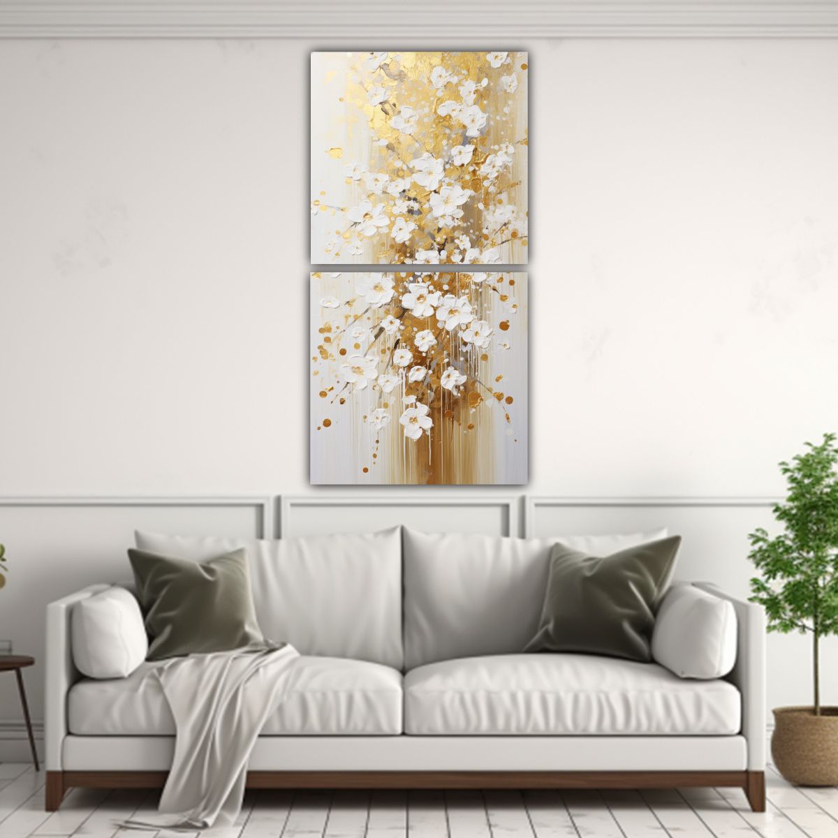 GENERICO - Set 2 Telas En Bastidor Decorativo En Blanco 20x40 Cm