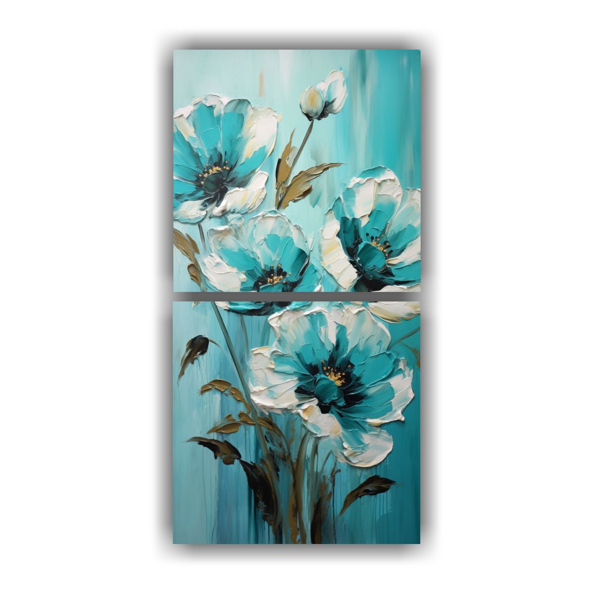 GENERICO - Díptico Moderno Duradero Pintura De AMAPOLAS 40x80 Cm