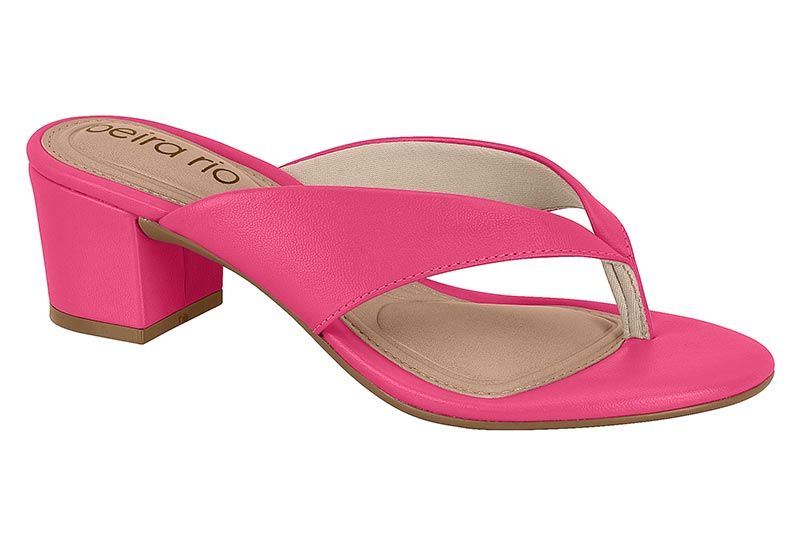 Sandalia Taco Ancho 5cm Mujer Eco Cuero Fucsia