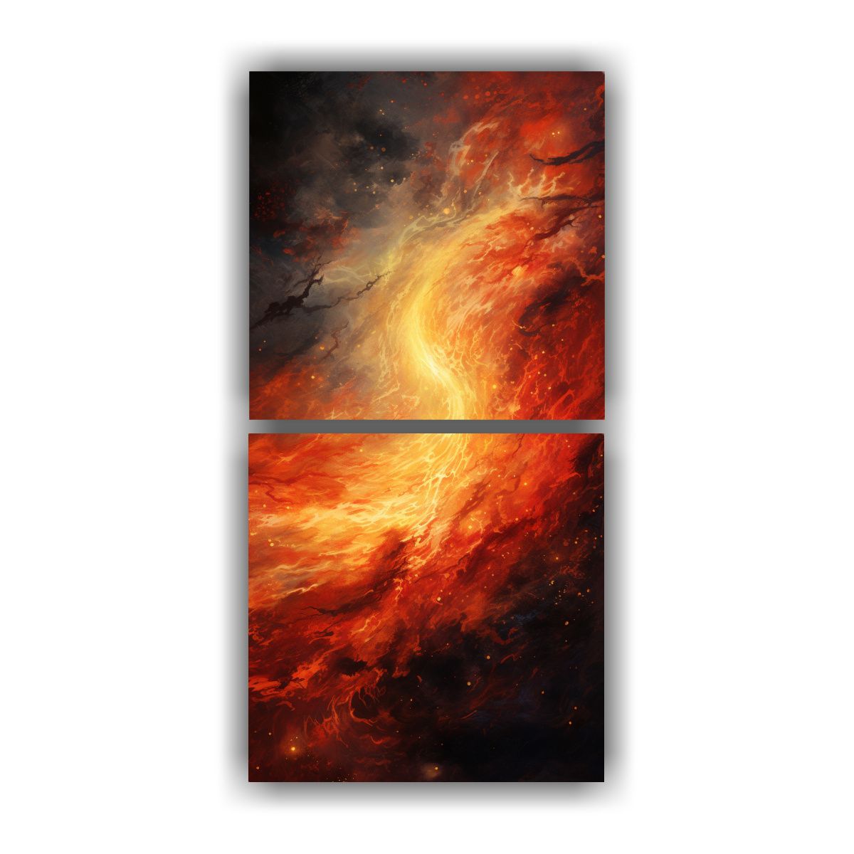 GENERICO - Díptico Enigmático Rastros Ardientes De Un 40x80 Cm