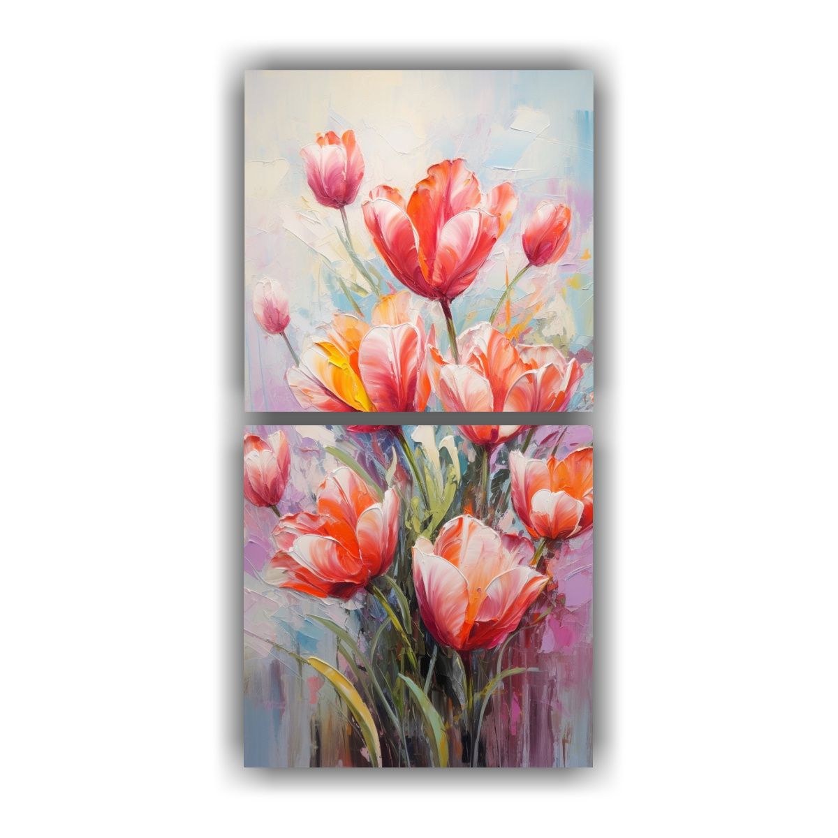 GENERICO - Pintura En Lienzo De Tulipanes En Colores 20x40 Cm