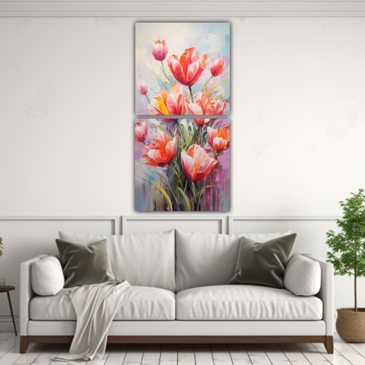 GENERICO - Pintura En Lienzo De Tulipanes En Colores 20x40 Cm