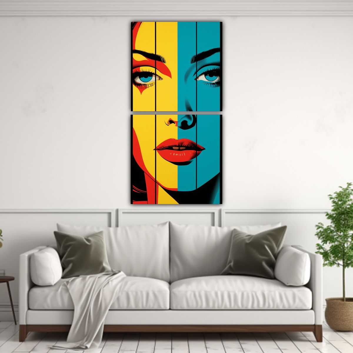 GENERICO - Cuadro Pop Art Con Mujer En Tonos Armonía 40x80 Cm