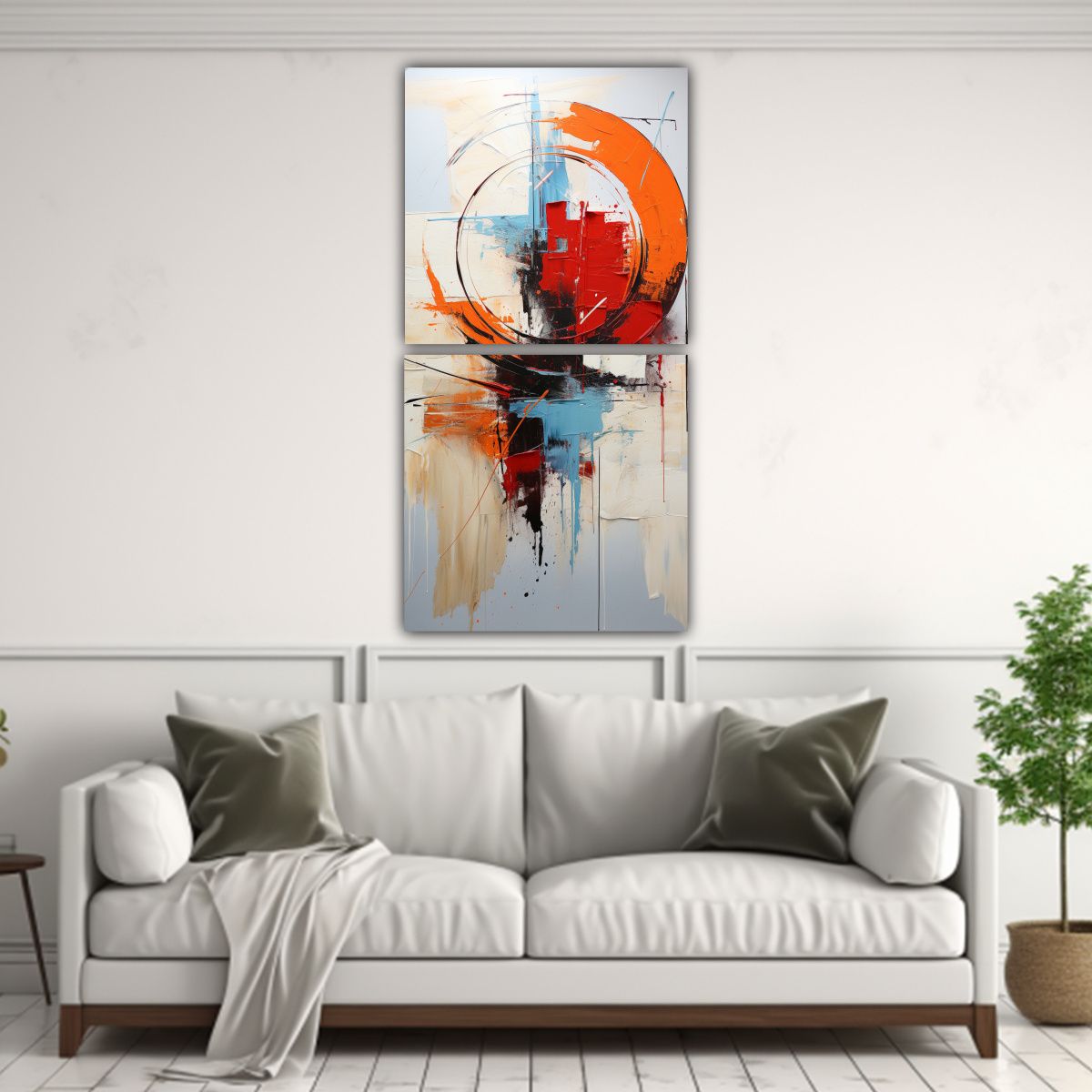 GENERICO - Pinturas Abstractas En Acrílico Contemporáneo 30x60 Cm